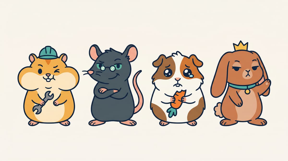 Mochi, Pepper, Biscuit, and Cinnamon — The Cage Chronicles cast